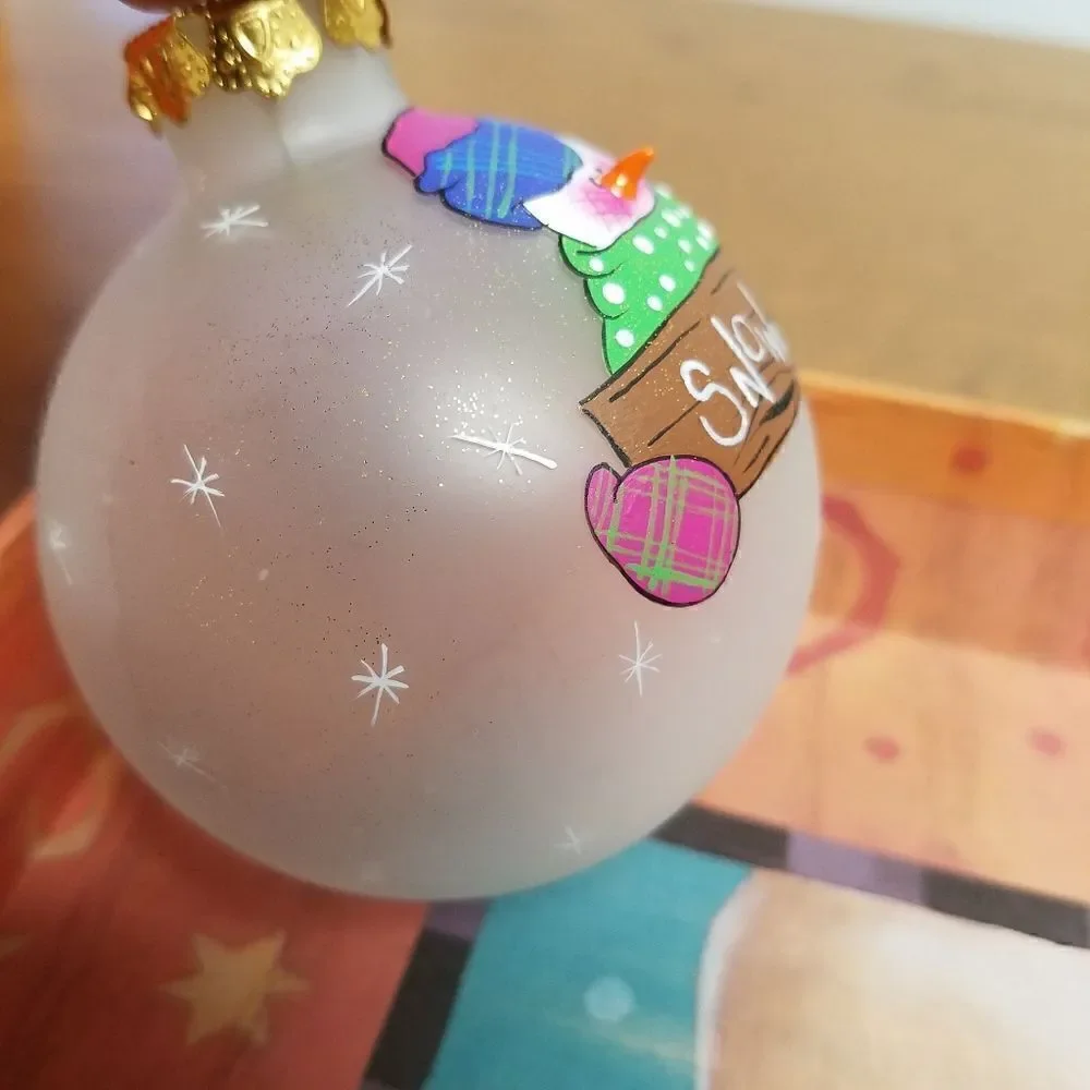 Set of 3  Hand painted 3D snowman ornaments. Aprox 8